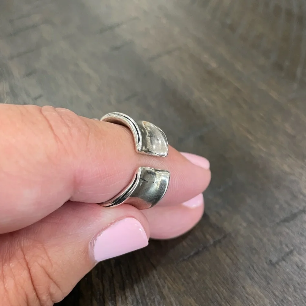 New Gold & 925 Sterling Silver Unique Wide Band Ring